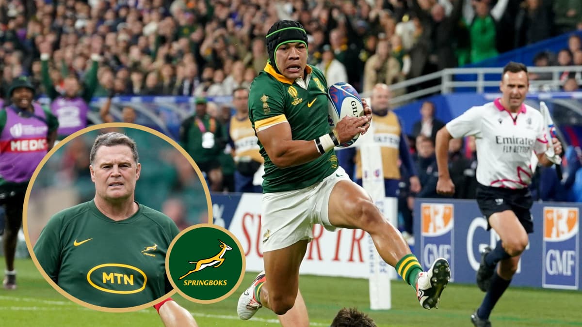 Springboks head coach Rassie Erasmus and Springboks winger Cheslin Kolbe.