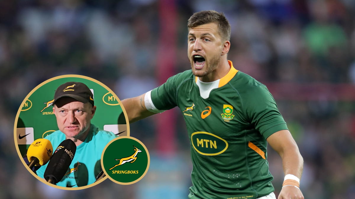 Springboks attack coach Tony Brown and fly-half Handre Pollard.