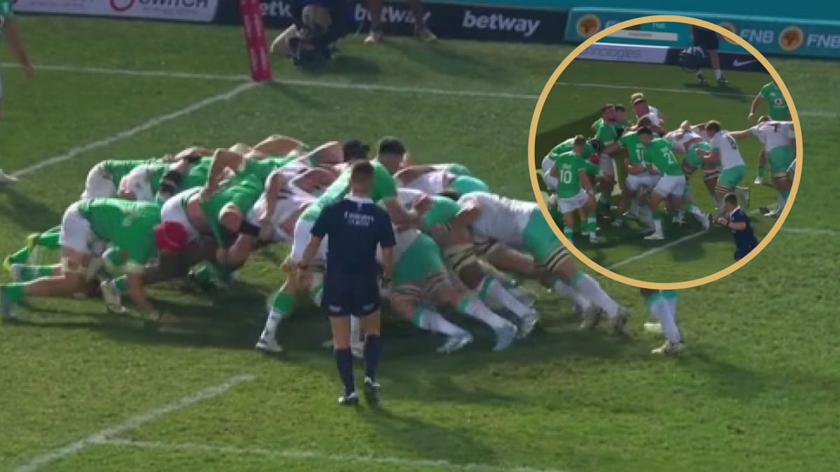Springboks v Ireland scrum at Loftus Versfeld.