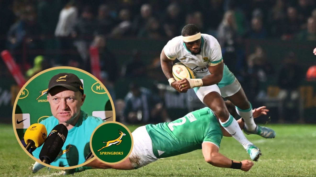 Split with Springboks captain Siya Kolisi and Tony Brown.