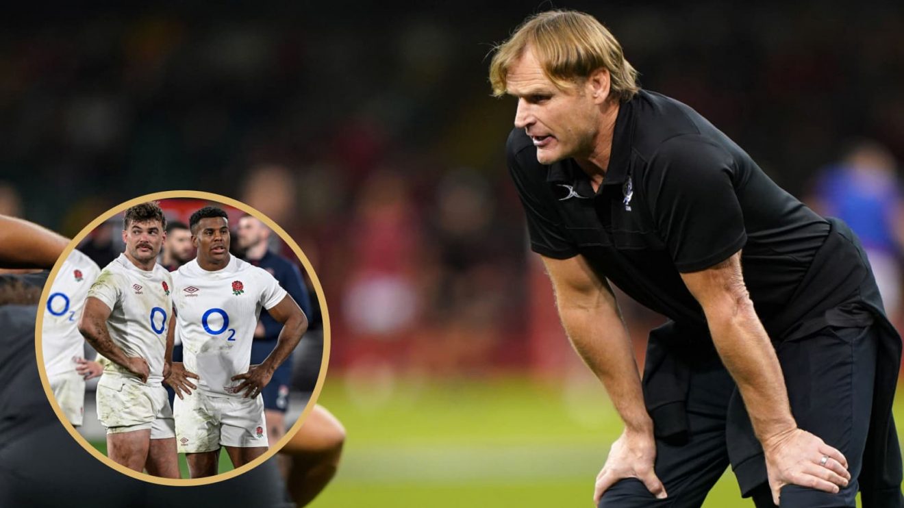 England players alongside All Blacks head coach Scott Robertson.