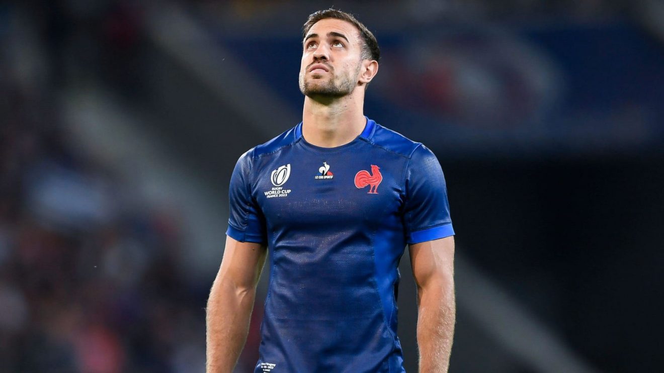 Melvyn Jaminet in action for France during the 2023 Rugby World Cup.