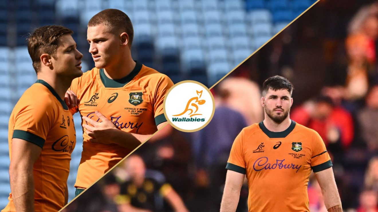 Split with Wallabies Josh Flook, Charlie Cale and Liam Wright.