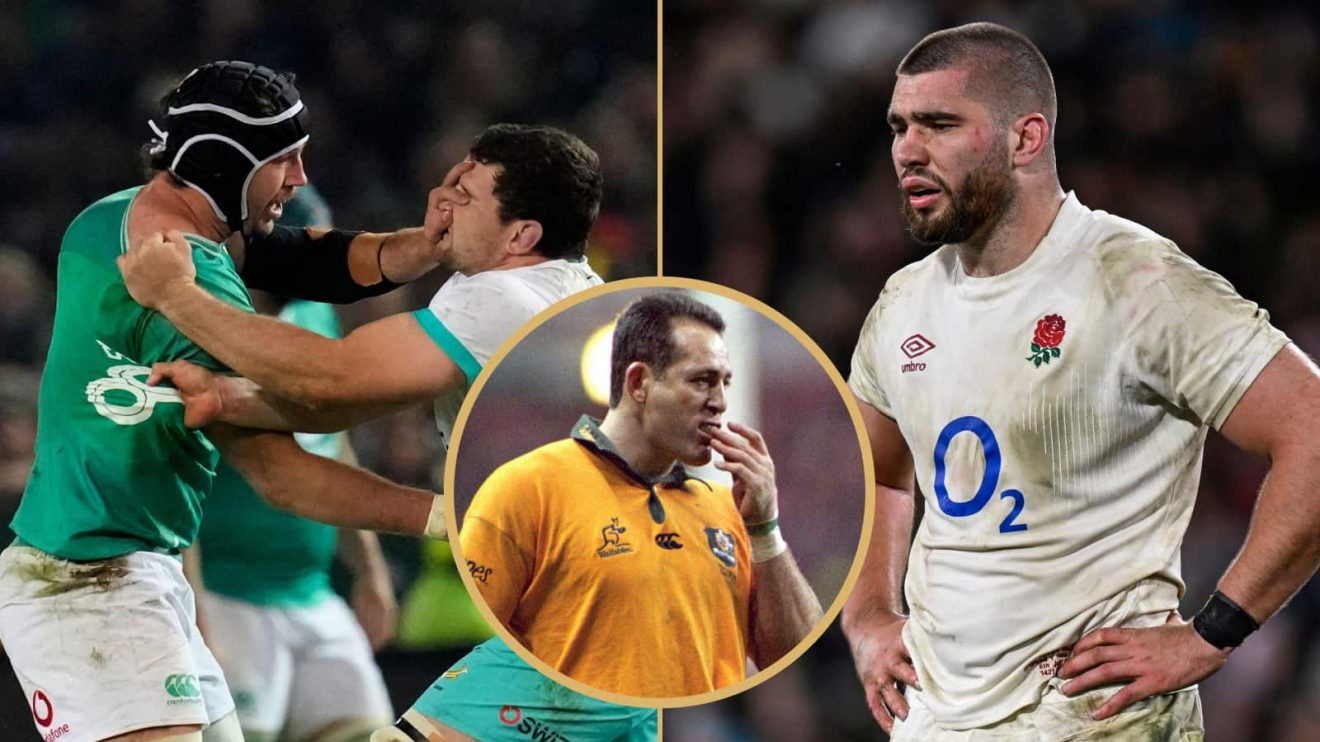 Ireland back rower Caelan Doris and Springbok Marco van Staden, Wallabies legend David Campese and England lock George Martin.