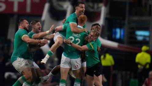 Ciaran Frawley drop goals stun Springboks as Ireland level series in Durban epic