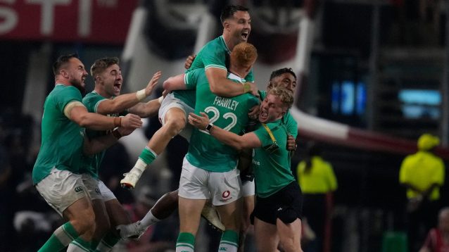 Ciaran Frawley drop goals stun Springboks as Ireland level series in Durban epic