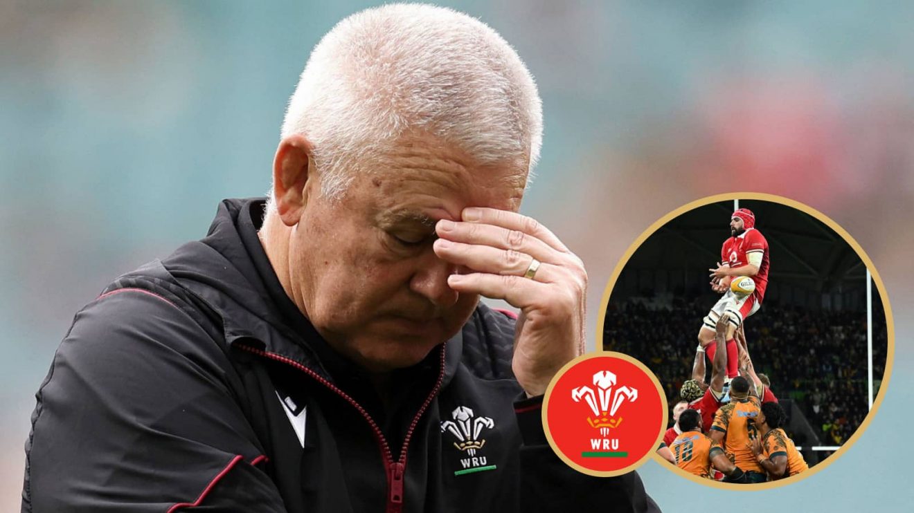 Wales head coach Warren Gatland alongside disgraced lock Cory Hill.