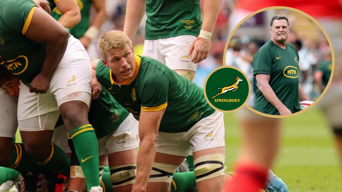 Springboks flanker Pieter-Steph du Toit and coach Rassie Erasmus.