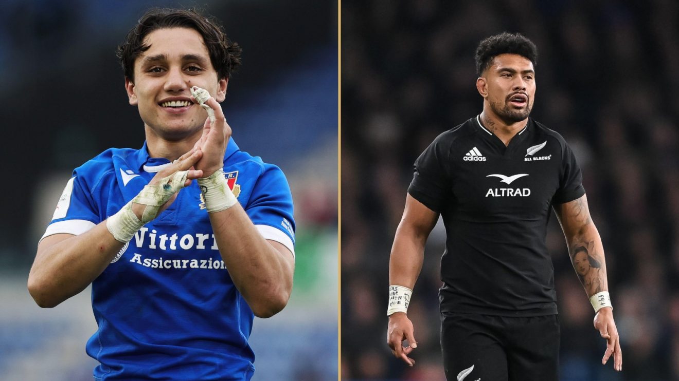 Split with Italian Ange Capuozzo and All Black Ardie Savea.