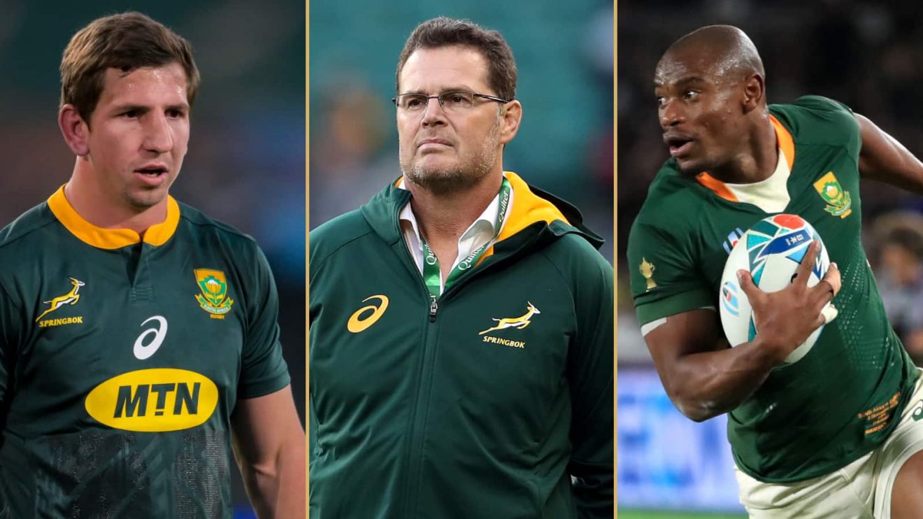 Springboks Kwagga Smith, Rassie Erasmus and Makazole Mapimpi