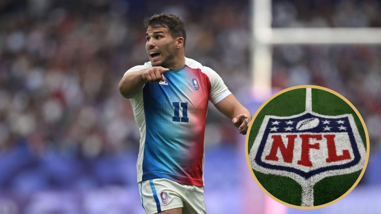 France star Antoine Dupont and the NFL logo.
