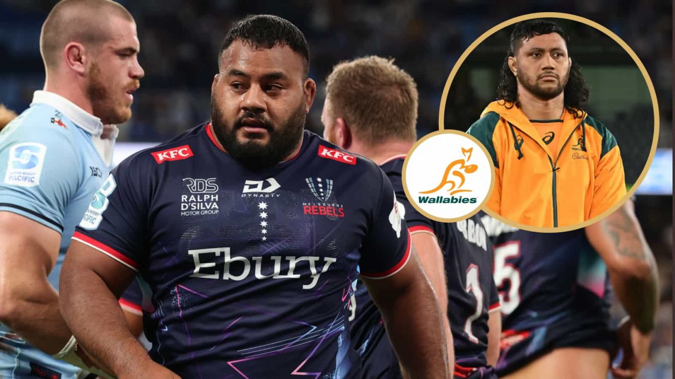 Wallabies prop Taniela Tupou and Rebels teammate Rob Leota.