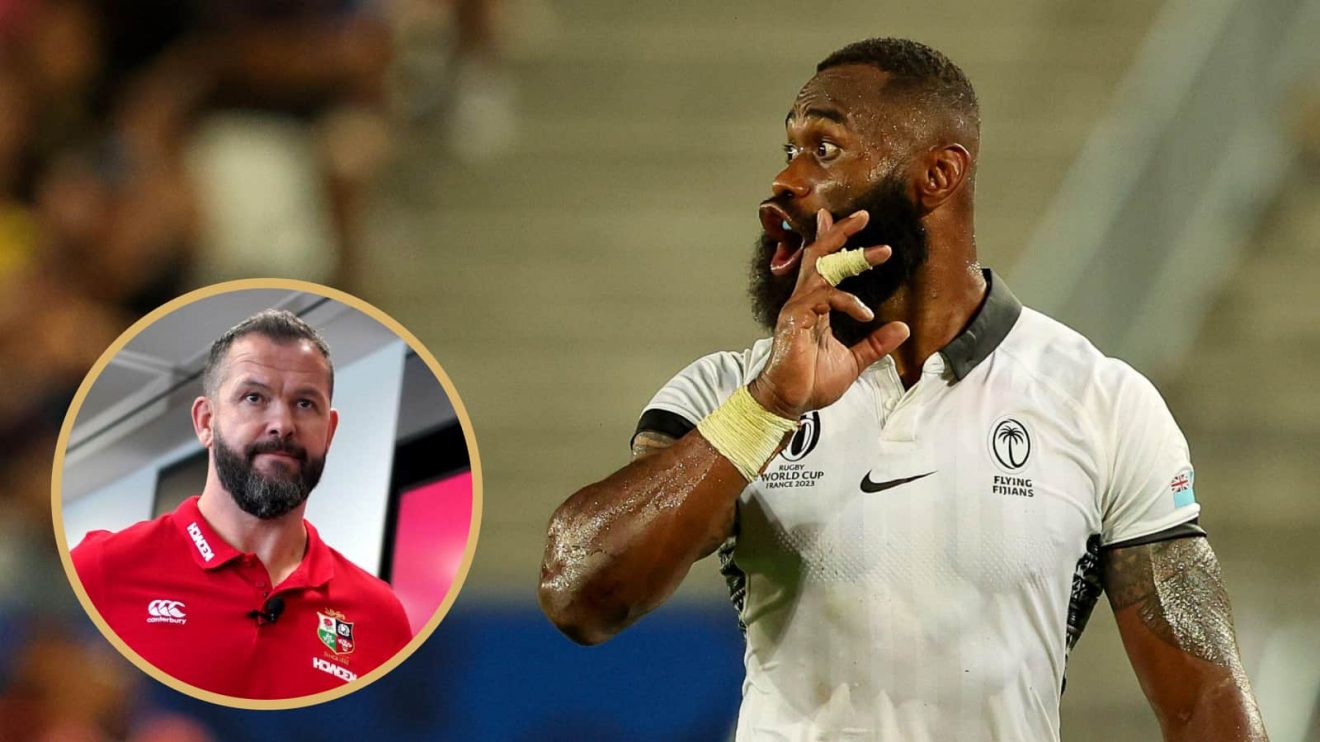 British and Irish Lions head coach Andy Farrell and Fiji star Semi Radradra.
