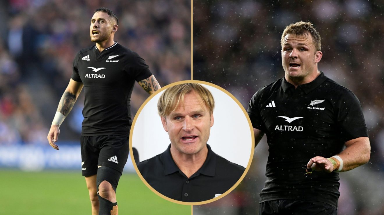 Split with All Blacks TJ Perenara, Sam Cane and Scott Robertson.