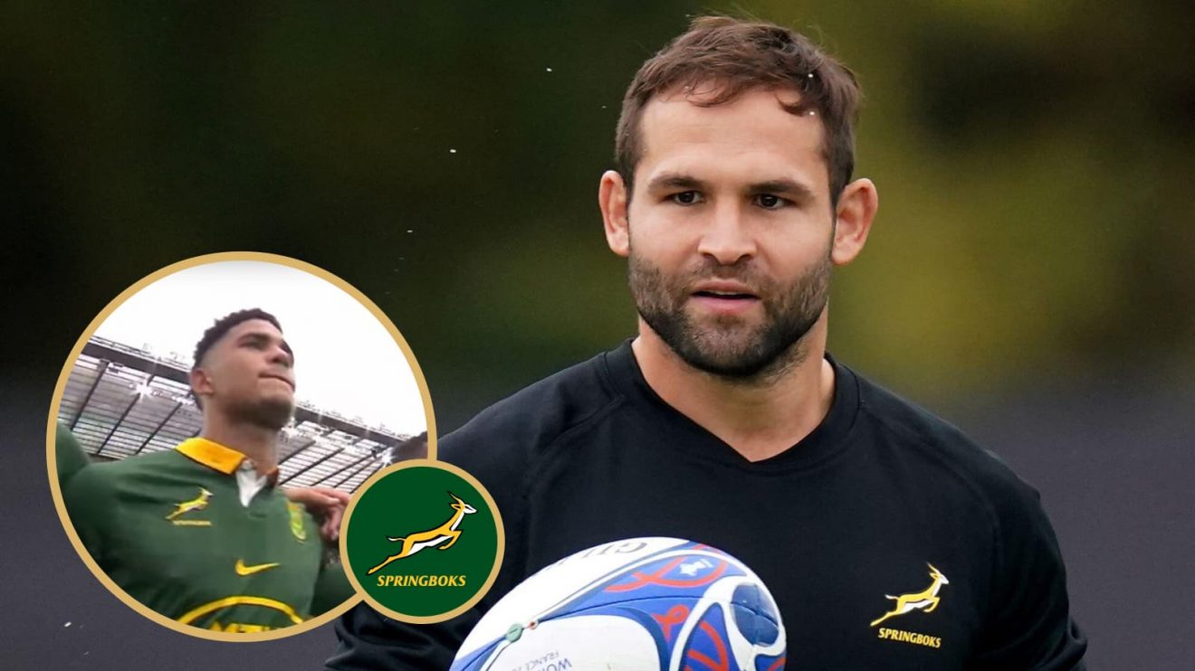 Springboks Sacha Feinberg-Mngomezulu and Cobus Reinach