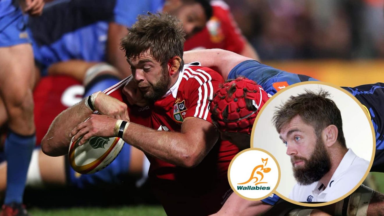 Geoff Parling scores a try for the British and Irish Lions against the Western Force in 2013 and a snippet of him in his role with the Wallabies.