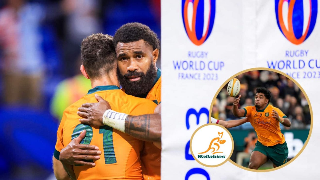Wallabies Nic White, Marika Koroibete and Isaac Kailea