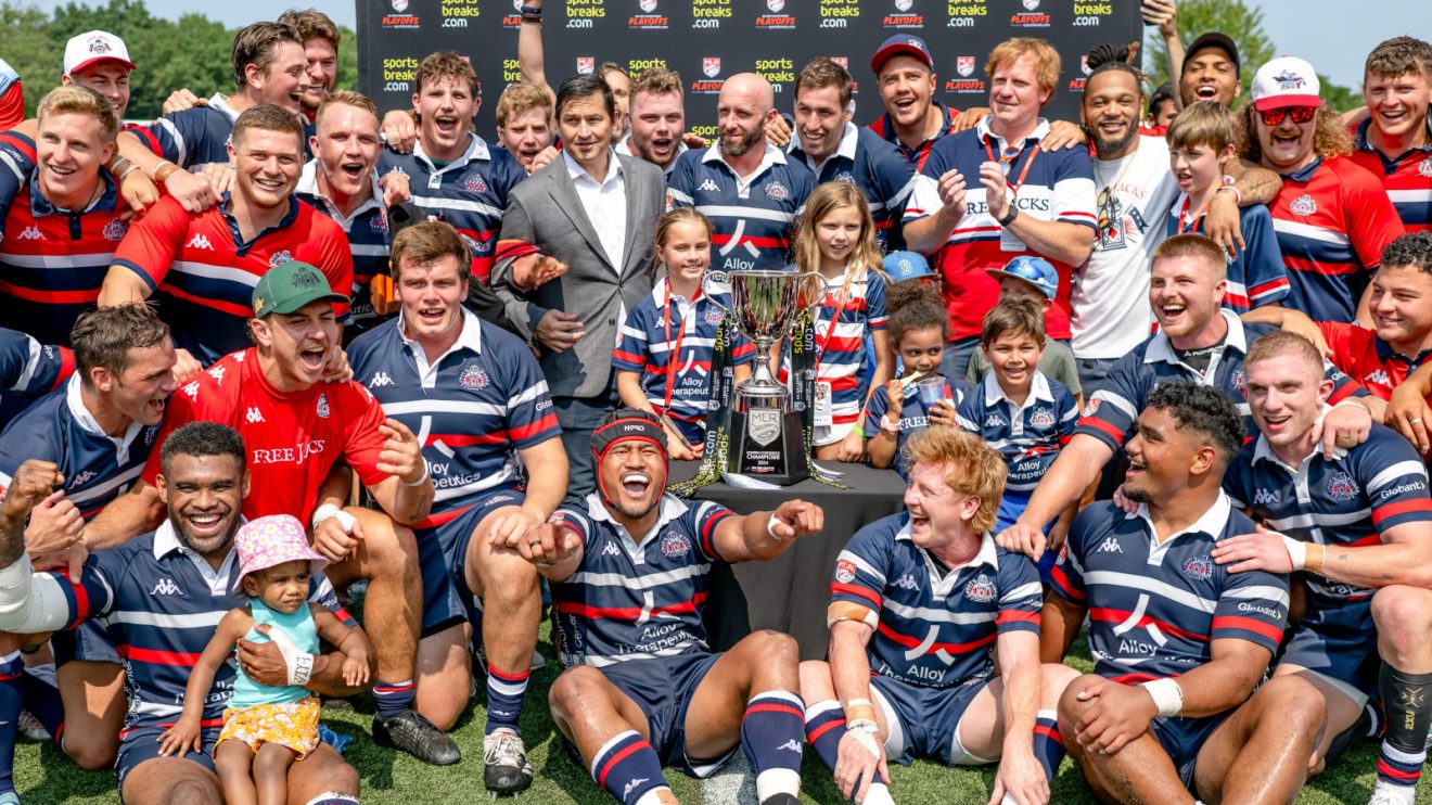 New England Free Jacks celebrate after Major League Rugby title win. (Brendan Buckley and New England Free Jacks)