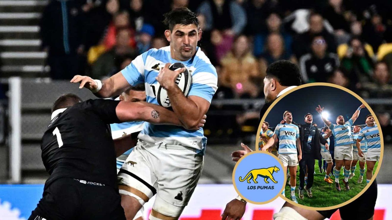 Los Pumas captain Pablo Matera and Argentina players.