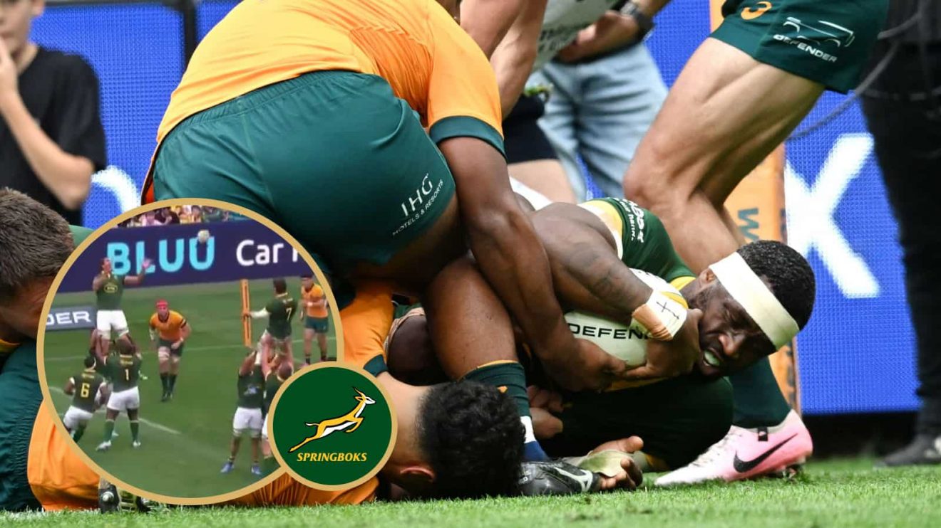 Springboks lineout play and Siya Kolisi scoring against Australia