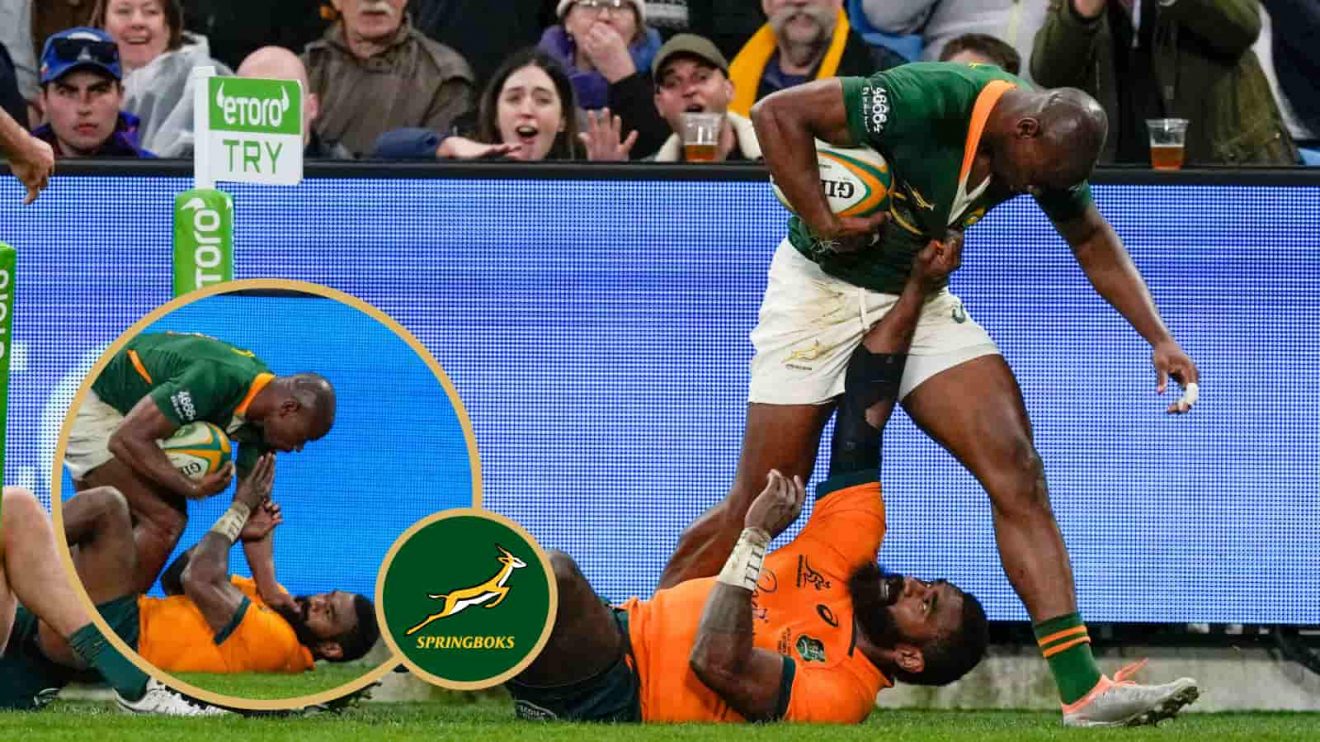 Wallabies winger Marika Koroibete and Springboks flyer Makazole Mapimpi.