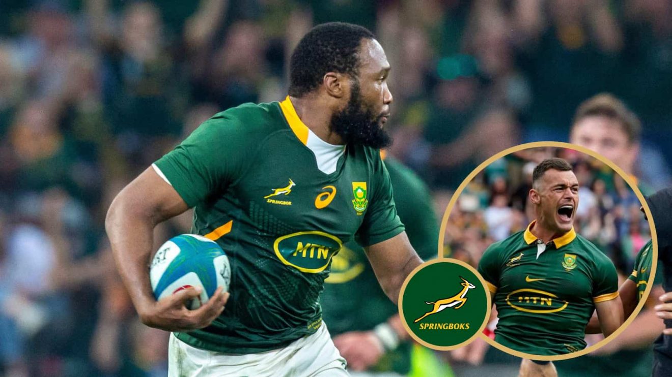 Springboks centres Lukhanyo Am and Jesse Kriel.