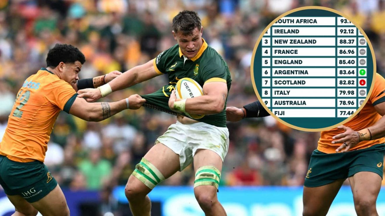 Springboks back-rower Elrigh Louw in action against Australia and the World Rugby rankings.