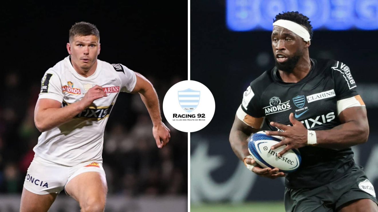 Former Racing 92 players Owen Farrell and Siya Kolisi.
