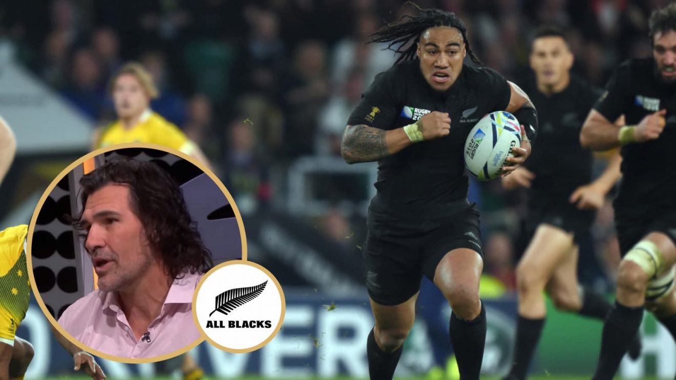 Ma'a Nonu in action for the All Blacks at the 2015 Rugby World Cup and Springboks legend Victor Matfield (inset).