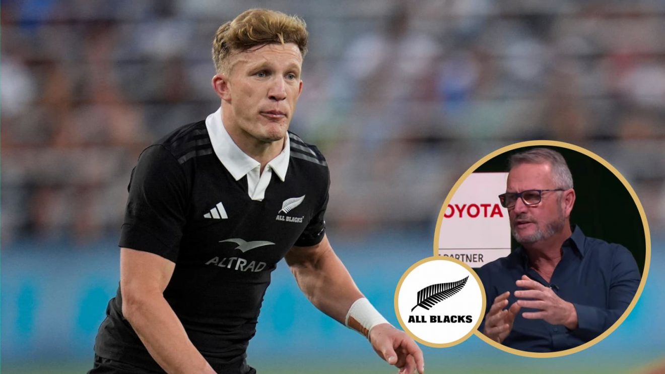 All Blacks playmaker Damian McKenzie and former Springboks coach Swys de Bruin (inset).