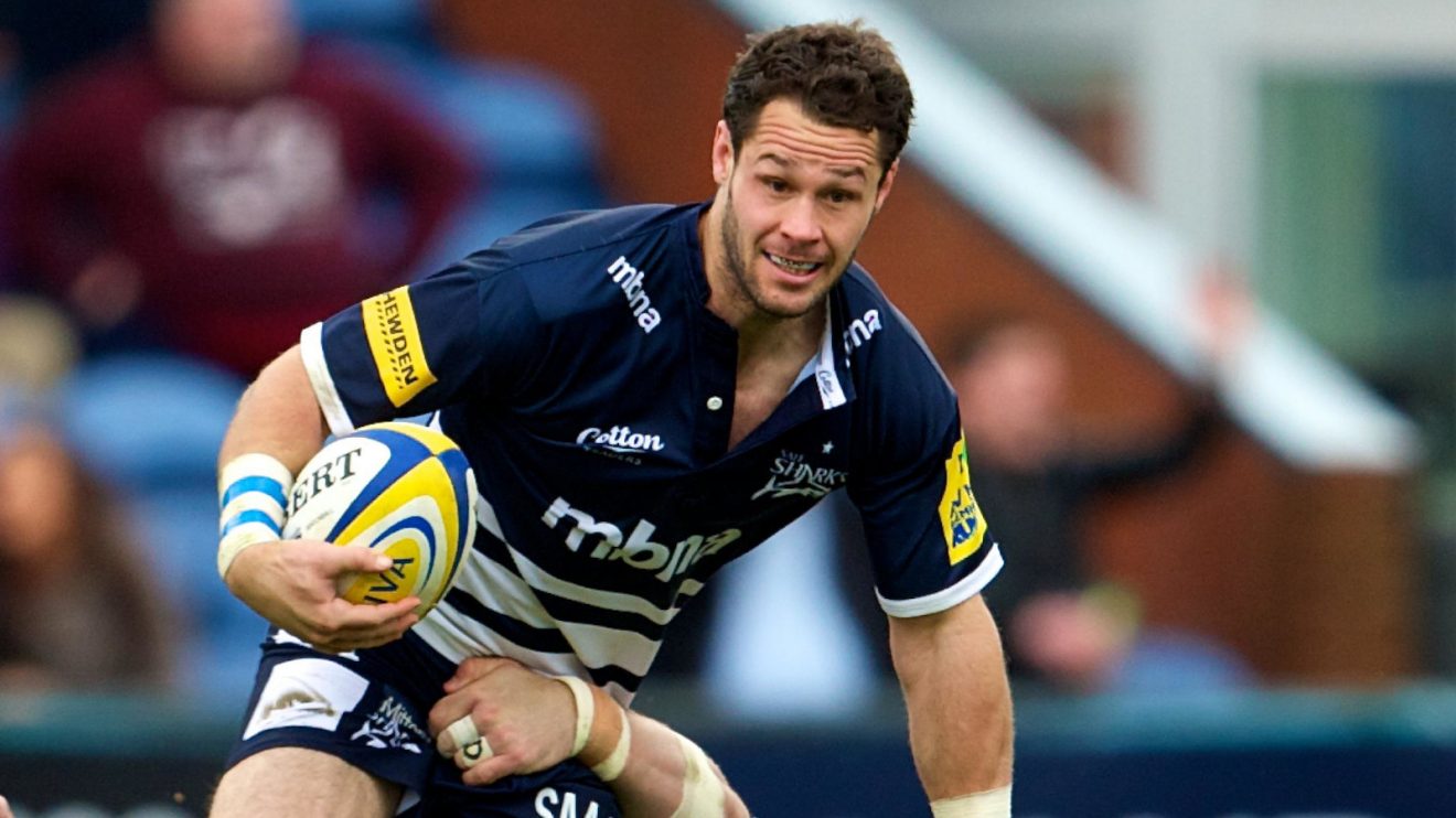 Scott Mathie in action for Sale Sharks in 2012.