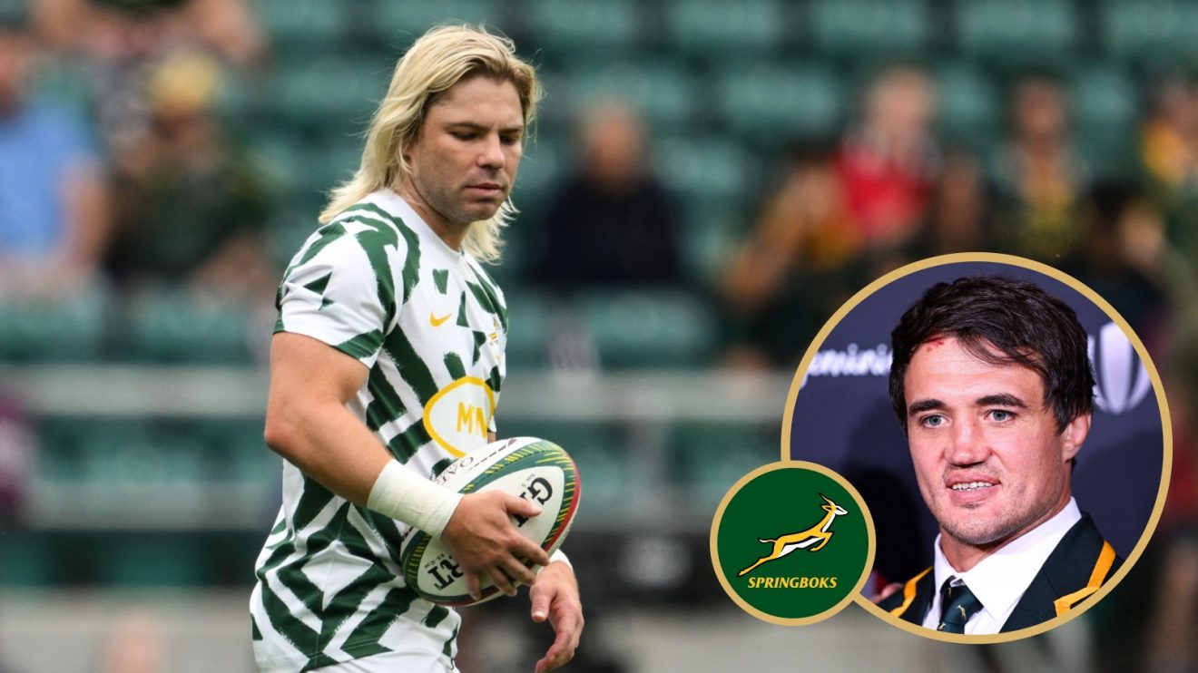 Split with Springboks Faf de Klerk and Franco Mostert.