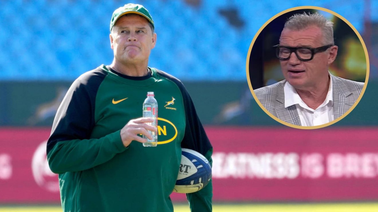 Springboks head coach Rassie Erasmus and All Blacks legend Sir John Kirwan (inset).