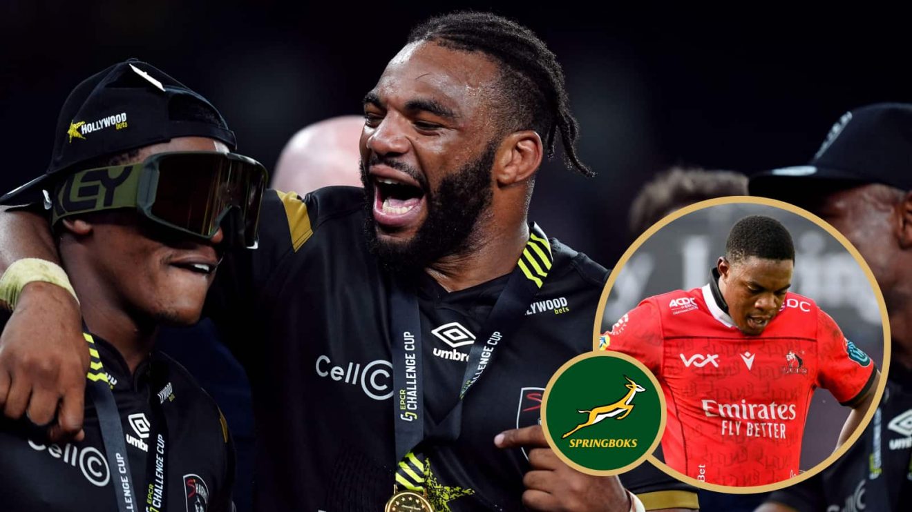 Hollywoodbet Sharks' Phepsi Buthelezi and Vincent Tshituka and Emmanuel Tshituka.