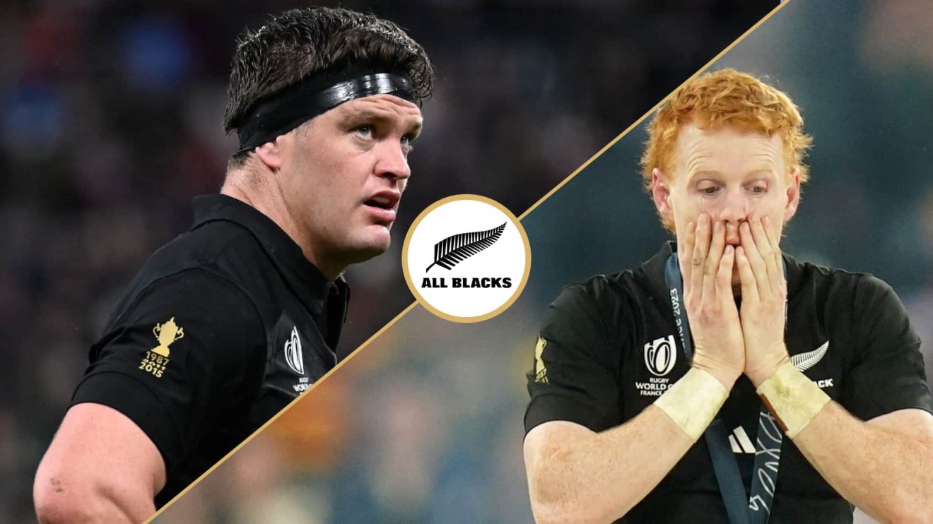 All Blacks captain Scott Barrett and scrum-half Finlay Christie.