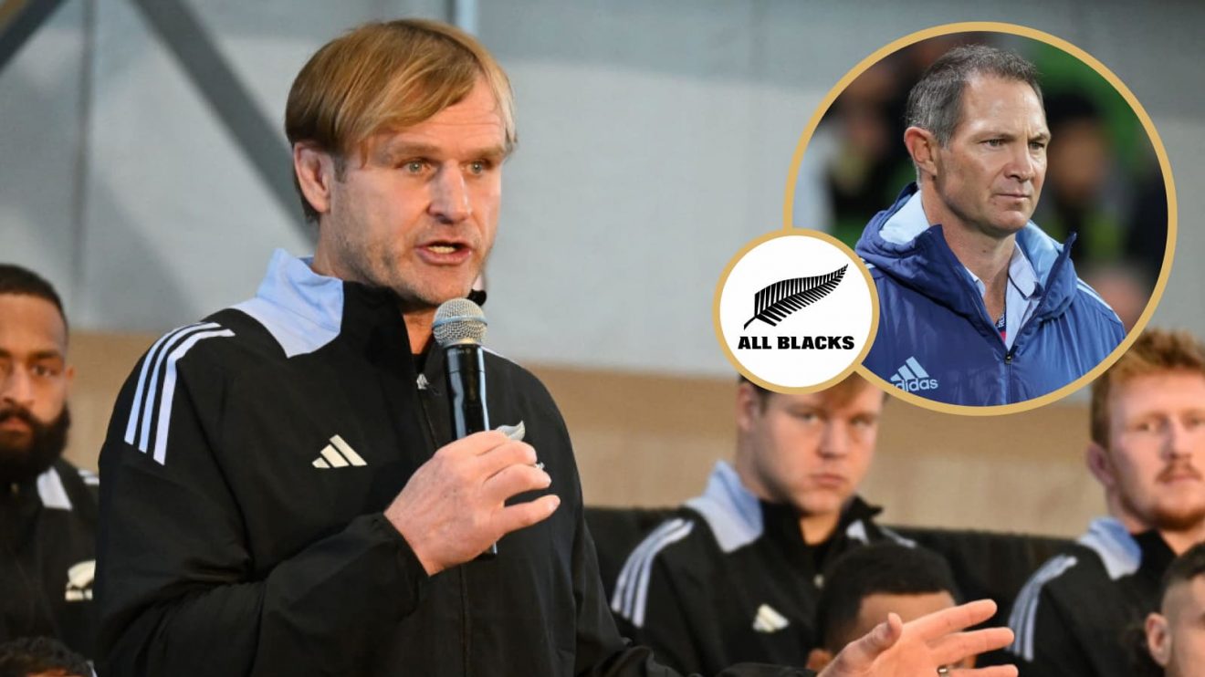 All Blacks head coach Scott Robertson and attack guru Leon MacDonald (inset), who has left the set-up.