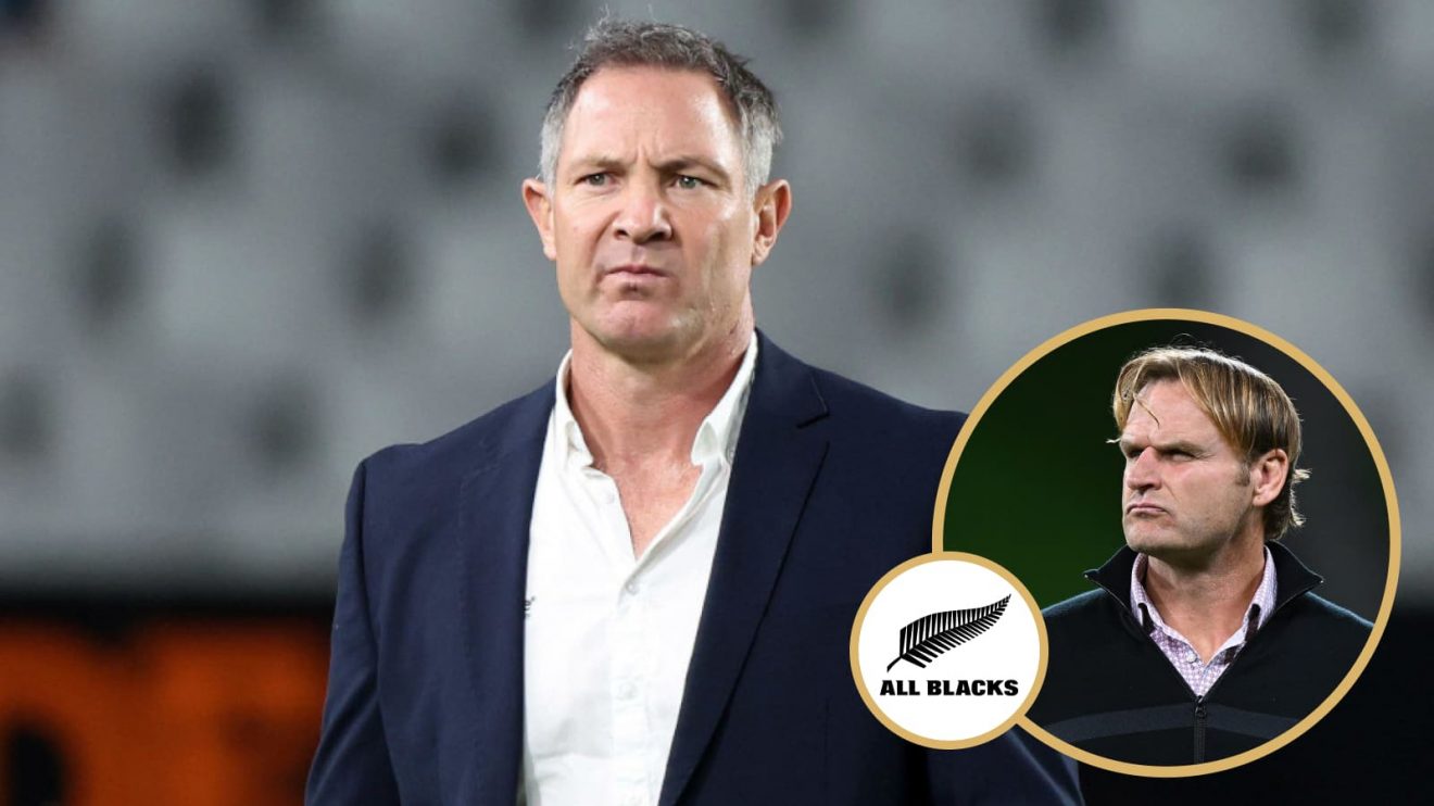 Ex-All Blacks assistant coach Leon MacDonald and an insert of head coach Scott Robertson.
