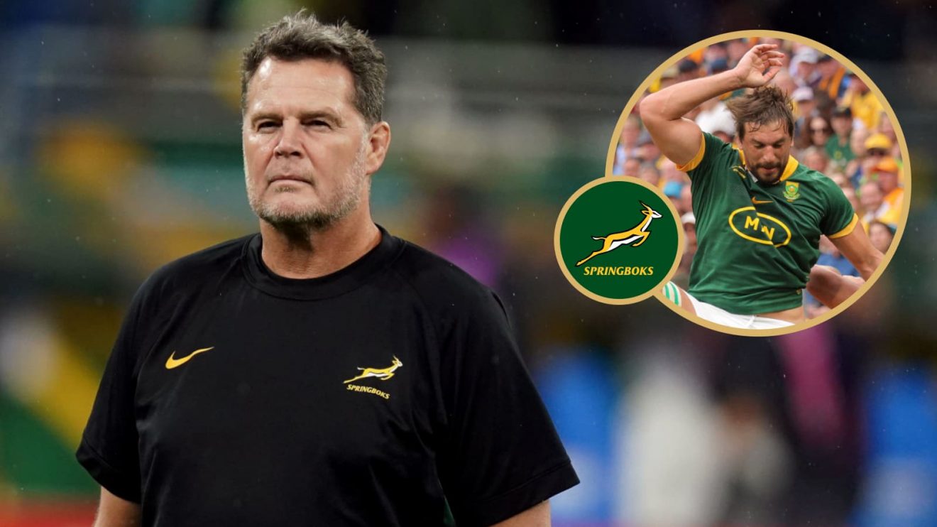 Springboks head coach Rassie Erasmus and lock Eben Etzebeth (inset).