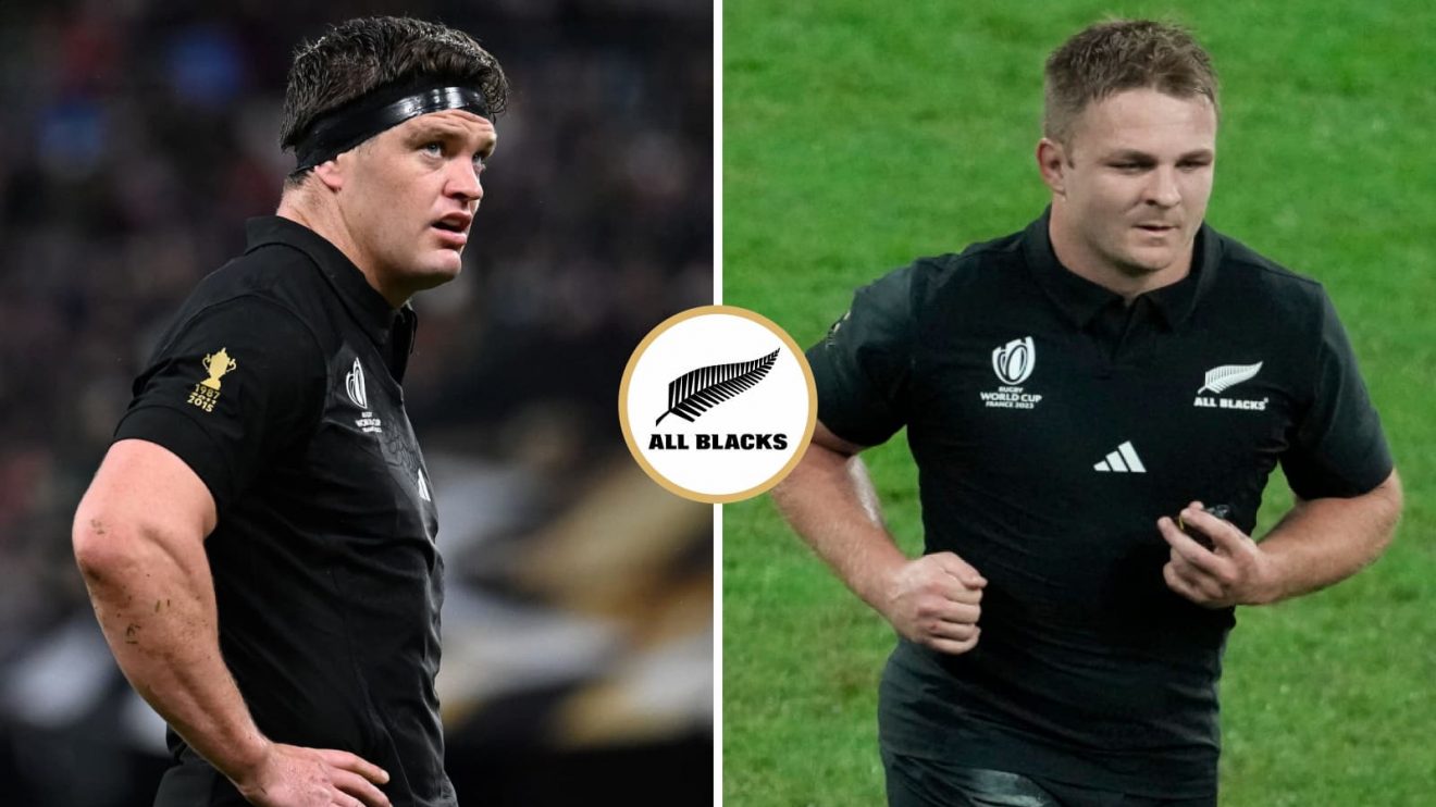 All Blacks captain Scott Barrett alongside former skipper Sam Cane.