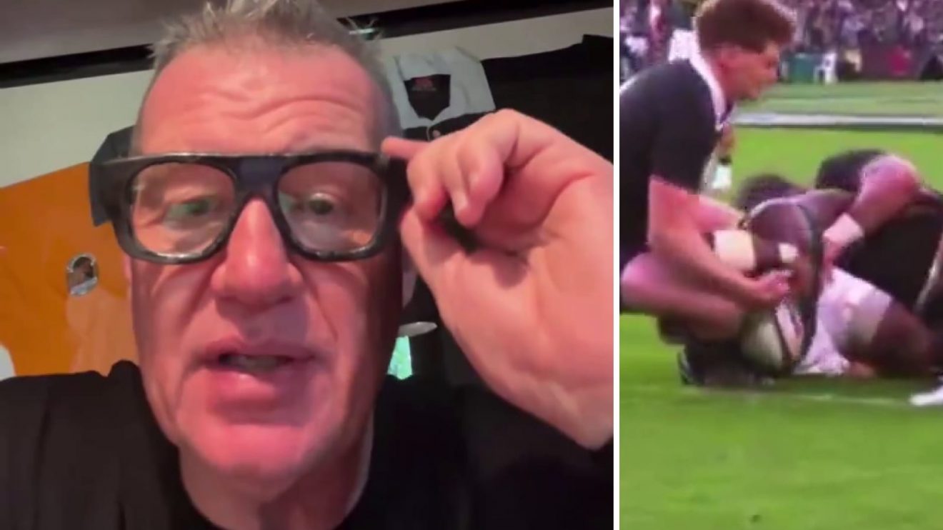 Ex-All Blacks Sir John Kirwan and Springboks hooker Bongi Mbonambi.
