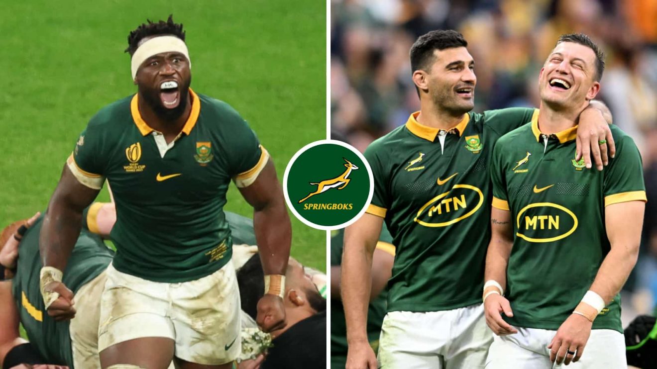 Springboks captain Siya Kolisi and backs Damian de Allende and Handre Pollard.