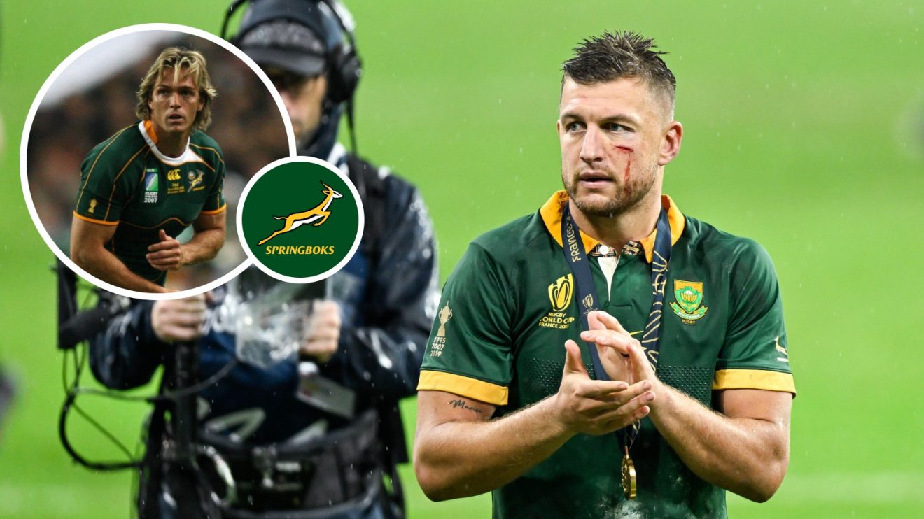 Split with Springboks Percy Montgomery and Handre Pollard.