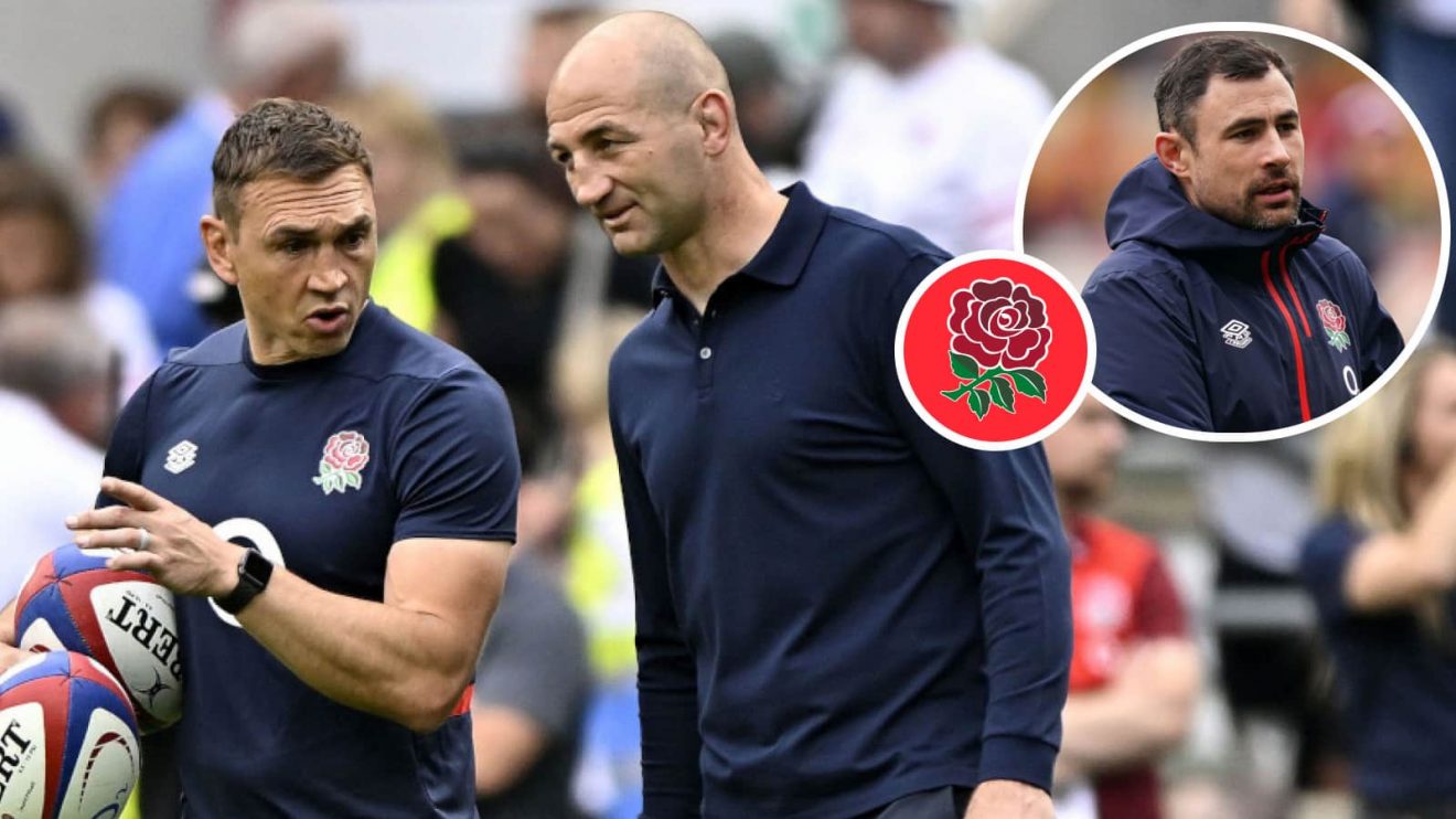 England head coach Steve Borthwick and assistant Kevin Sinfield alongside defence guru Felix Jones (inset).