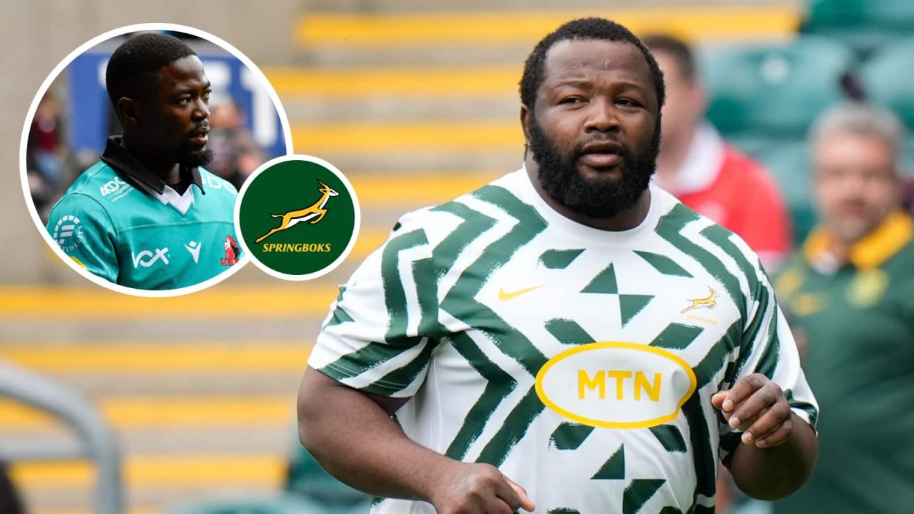 Springboks prop Ox Nche and an insert of Sanele Nohamba.