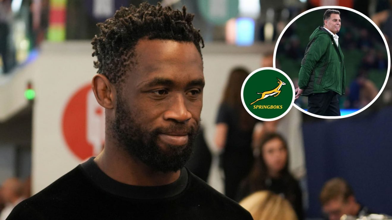 Springboks captain Siya Kolisi and head coach Rassie Erasmus (inset).