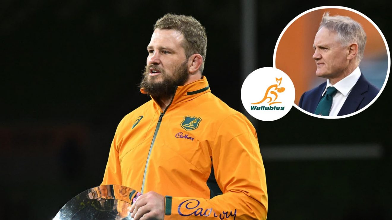 Wallabies prop James Slipper and an insert of Joe Schmidt