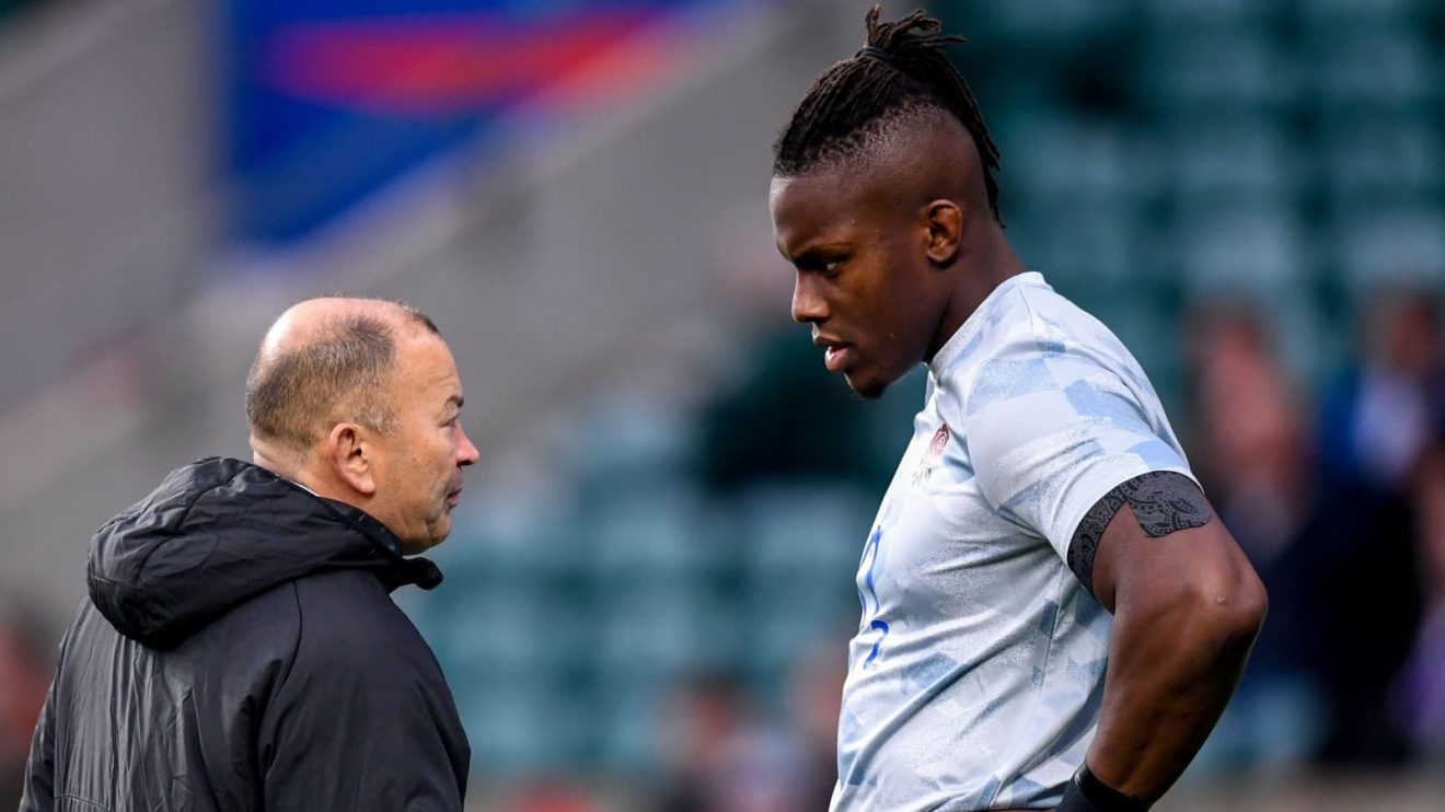 Ex-England head coach Eddie Jones and lock Maro Itoje.
