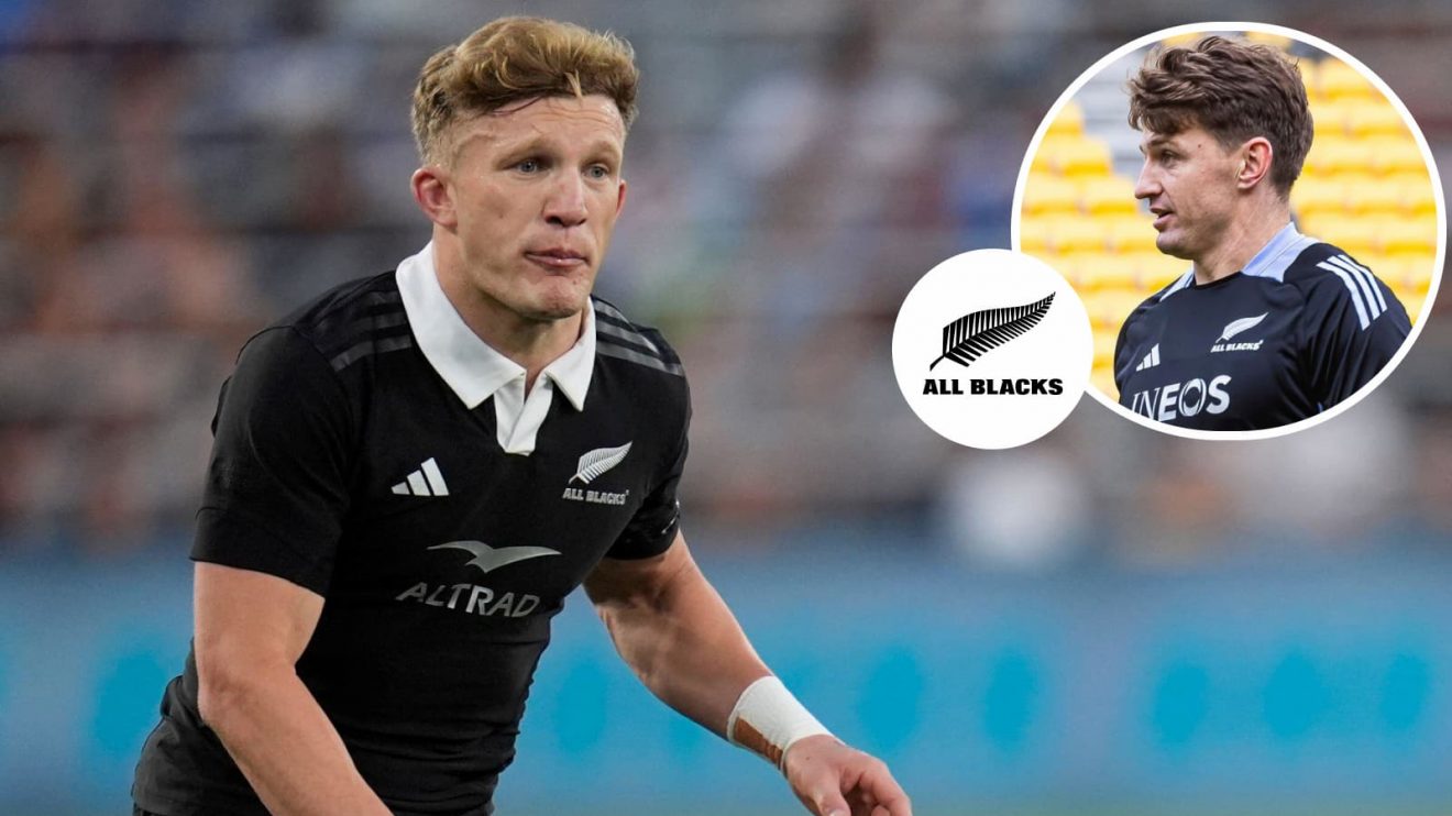 All Blacks playmakers Damian McKenzie and Beauden Barrett (inset) in 2024.