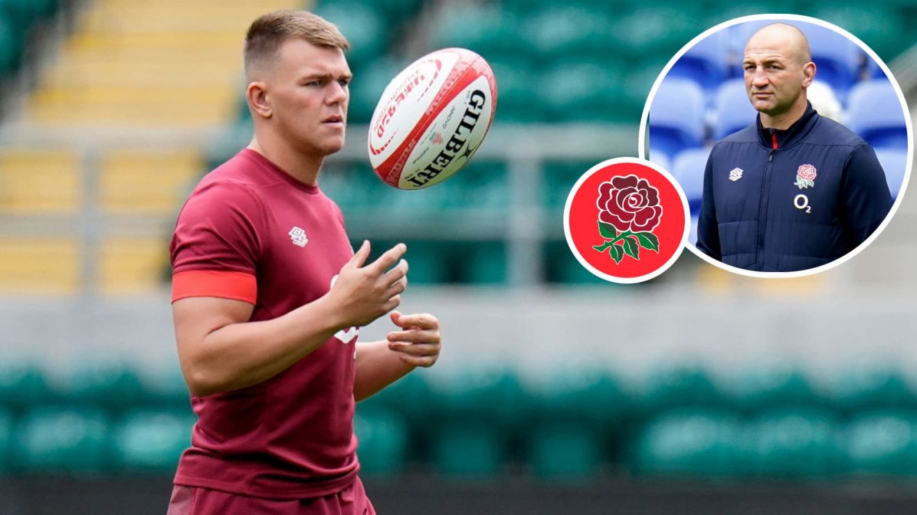 Sale Sharks full-back Joe Carpenter and England head coach Steve Borthwick (inset).