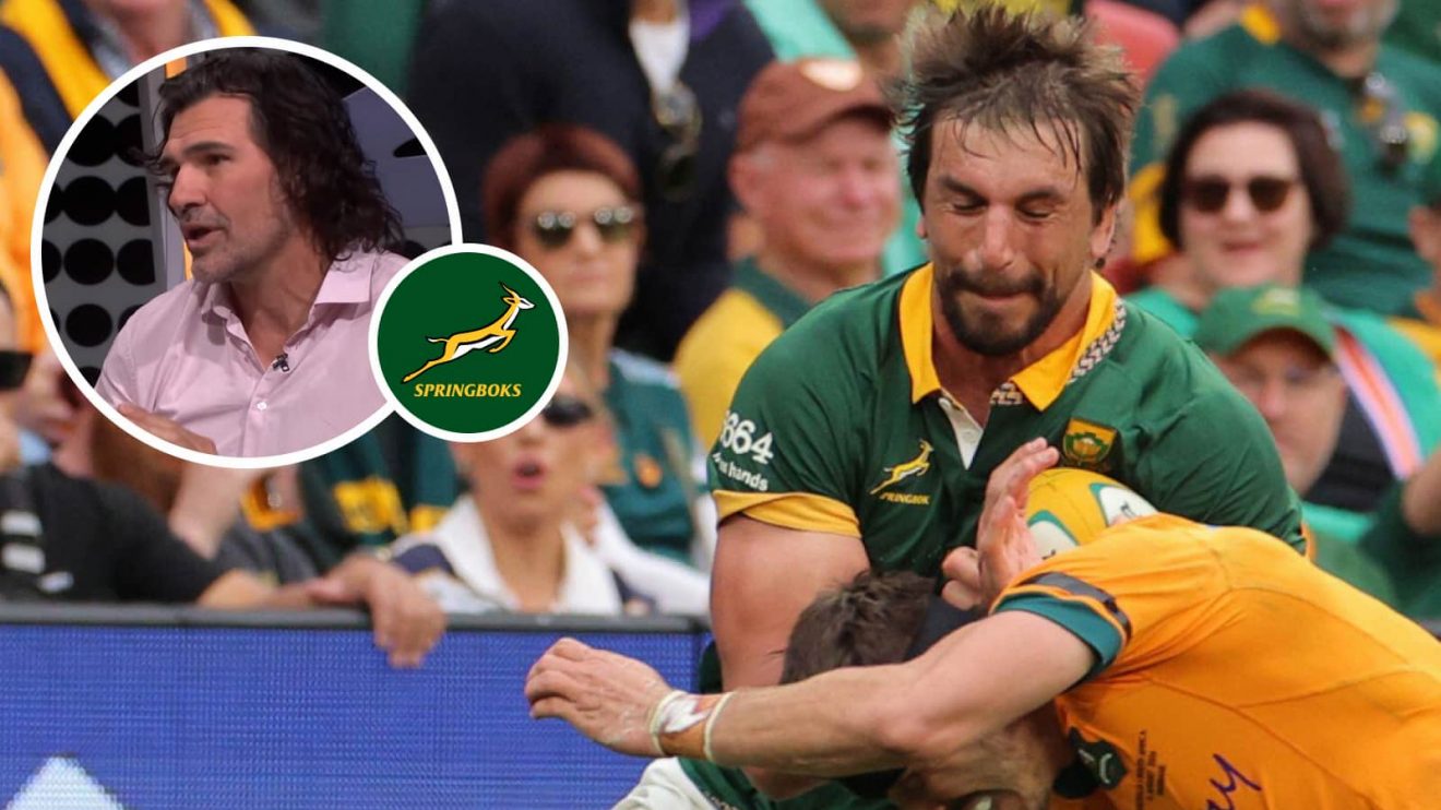 Springboks lock Eben Etzebeth and the legendary second-row Victor Matfield (inset).